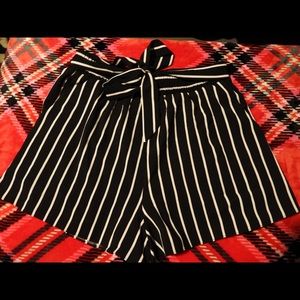 She and Sky flow stripe shorts with waist tie